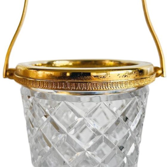 Image 1 of Mid-century crystal ice bucket, 24k gold plated, 1950s