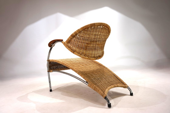 Image 1 of Rotan Streamline loungestoel, 1970