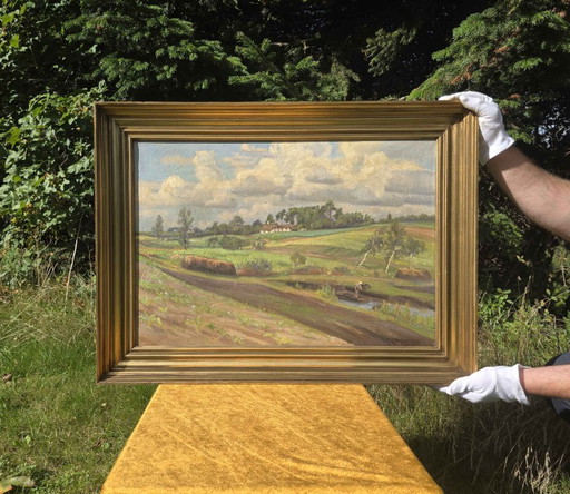 Vintage Impressionistisches Landschaftsölgemälde von Holger Havrehed
