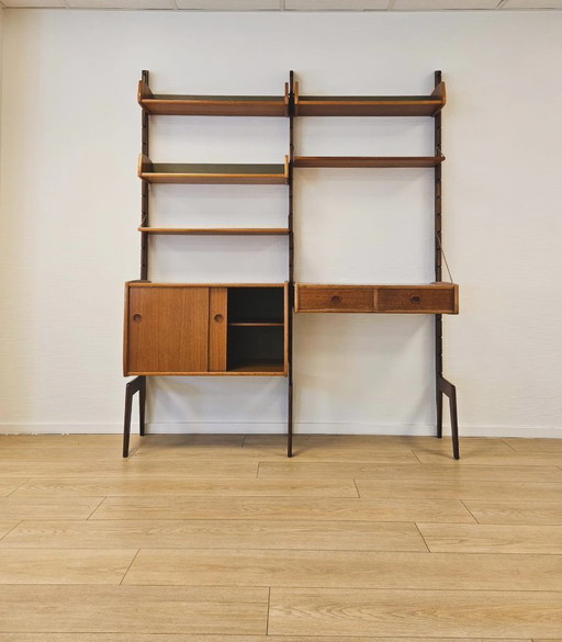 Ergo De Luxe Texmon Modular Set – Two Modules with Desk (Teak Wood)