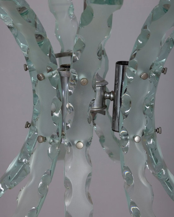 Image 1 of Lustre vintage en verre travaillé des années 70, design Zeroquattro