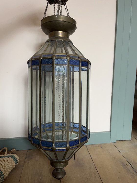 Image 1 of Marokkaanse lamp  – 90 cm hoog | Ø 28 cm |Glas-in-Lood