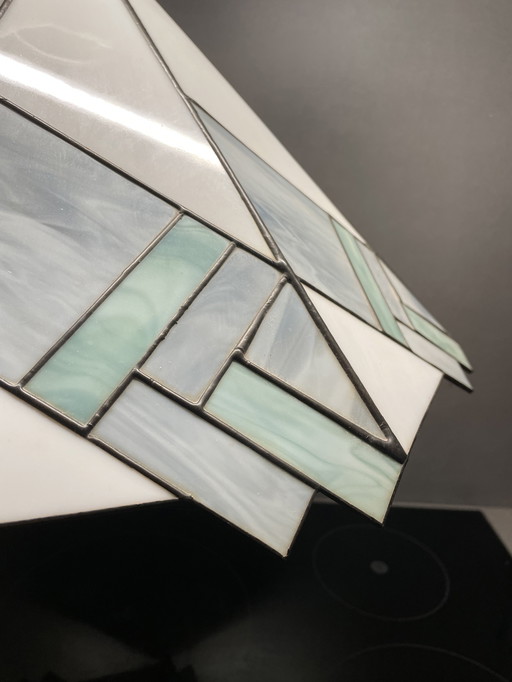 Tiffany-style ceiling lamp | Geometric stained glass | Art Deco look