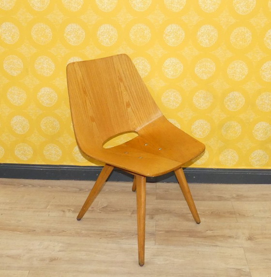 Image 1 of THONET Stuhl Wannenstuhl 661 Günther Eberle SELTEN! Design Klassiker 50er Jahre vintage Sitz gebogenes Sperrholz Gestell Holz