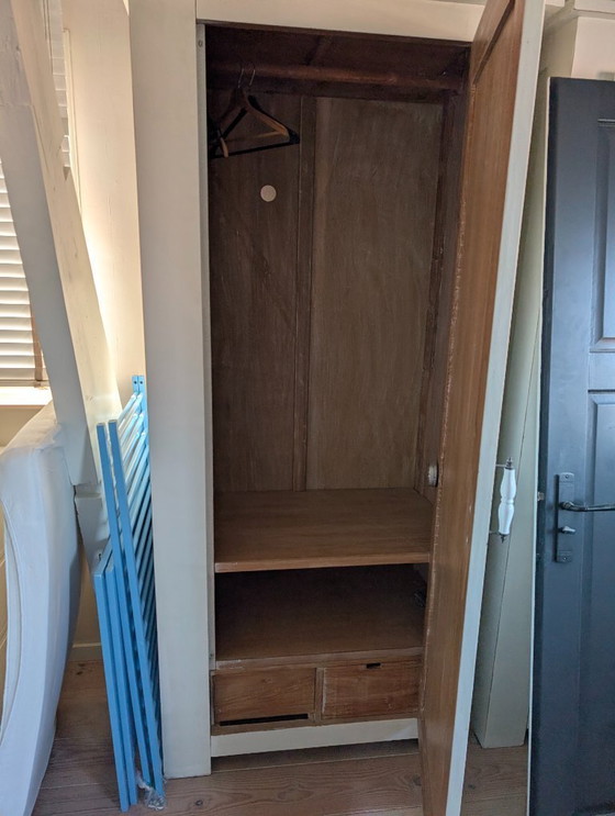 Image 1 of Set of 2 Handmade Teak Cabinets - Rustic - White