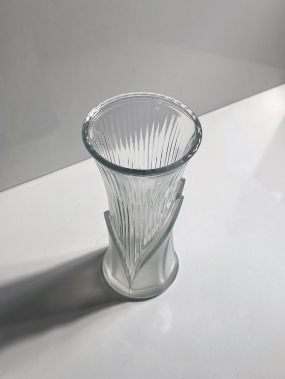 Image 1 of Vintage Art Deco Revival glazen vaas jaren 80 Italië bamboe 1980