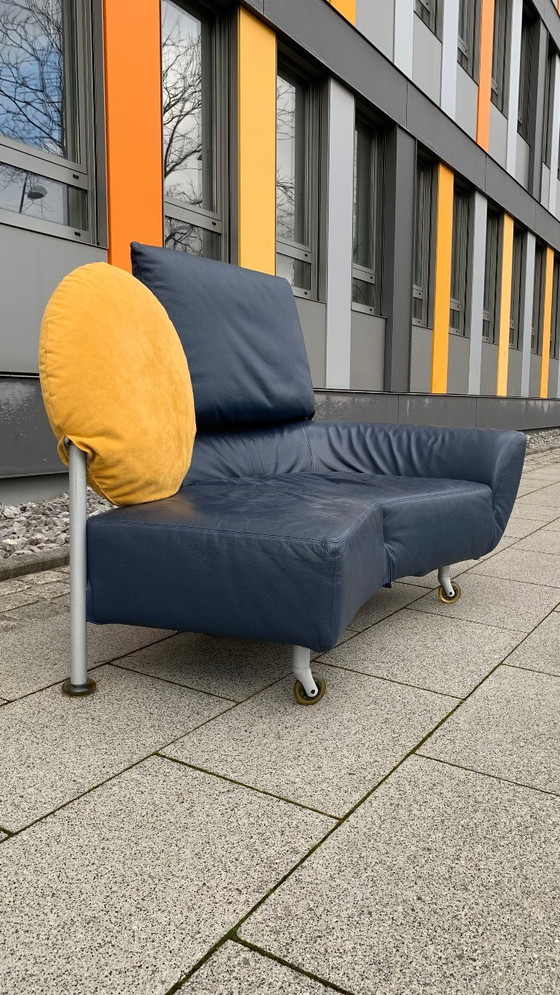 Image 1 of Divano/seduta di design CASSINA in pelle Topkapi blu/grigio - giallo