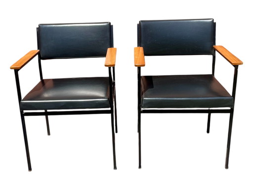 2x vintage Gijs van der Sluis eetkamerstoelen 