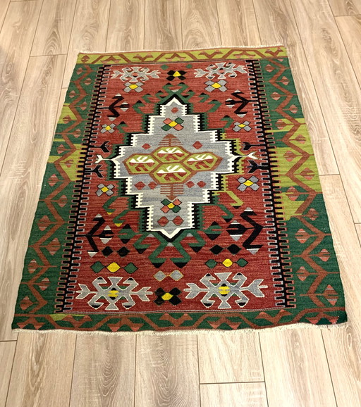 Türkischer Vintage -Kelim-Teppich