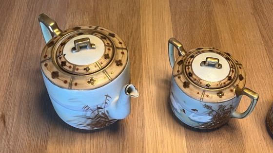 Servizio da tè giapponese in porcellana, Hand Painted Nippon - Inizio XX secolo, Stoviglie, Crema (foto 6 di 16)