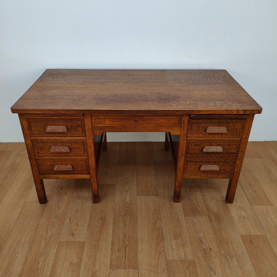 Image 1 of Antique wooden banker's desk desk workstation