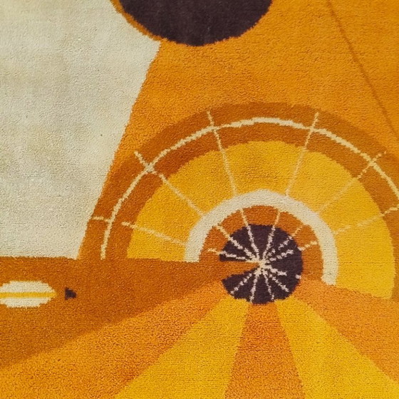 Image 1 of 1950s Constructivist Mechanical Futuristic Rug/Tapestry. Made in France