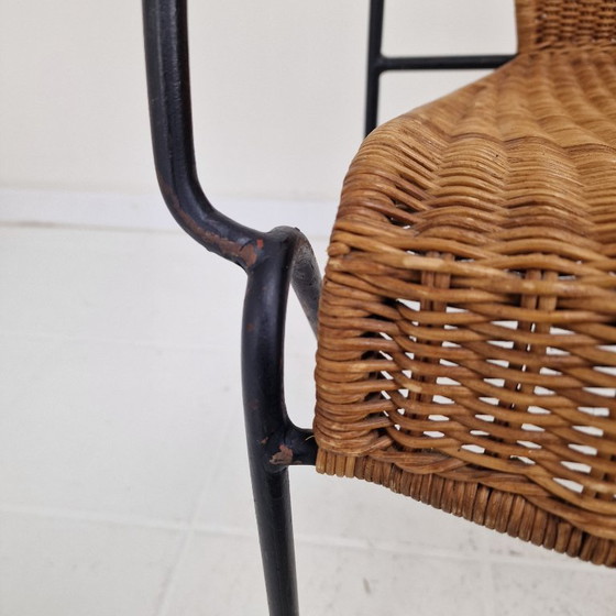 Image 1 of Coppia di poltrone in vimini e ferro di Frederic Weinberg, USA, anni '50