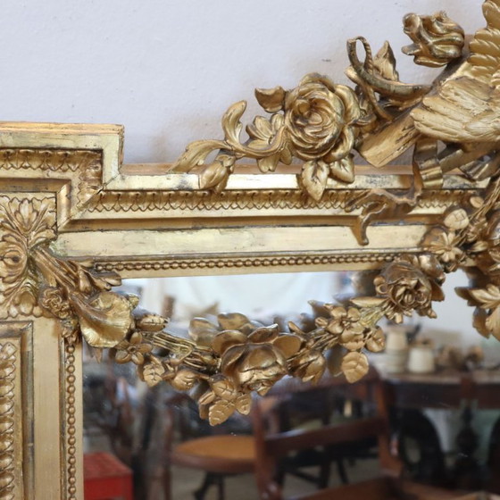 Image 1 of Large Antique Wall Mirror in Gilded Wood, Italy 19th Century