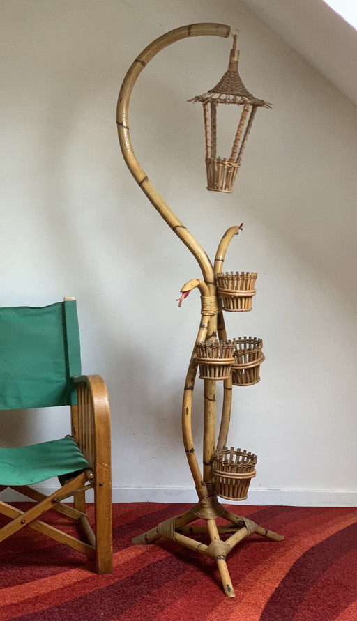 Porte-plante vintage en bambou