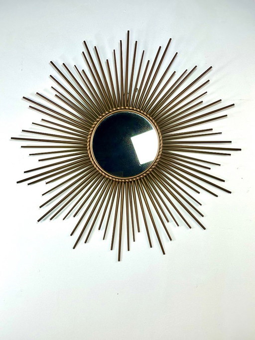 Specchio solare di Chaty Vallauris in metallo dorato, anni '50/'60