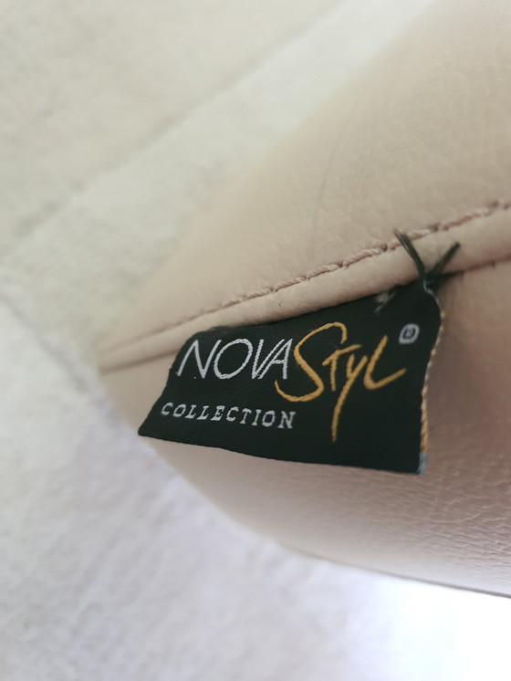 Image 1 of Leren eethoekbank 298 x 198 cm crèmekleurig