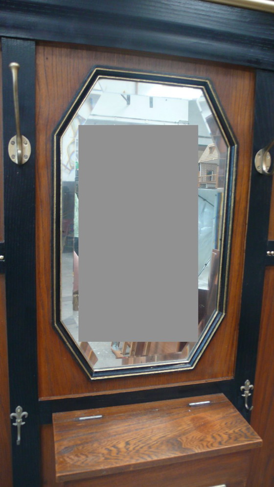 Image 1 of Gran perchero Art Nouveau en olmo / madera maciza de olmo + negro, hacia 1910