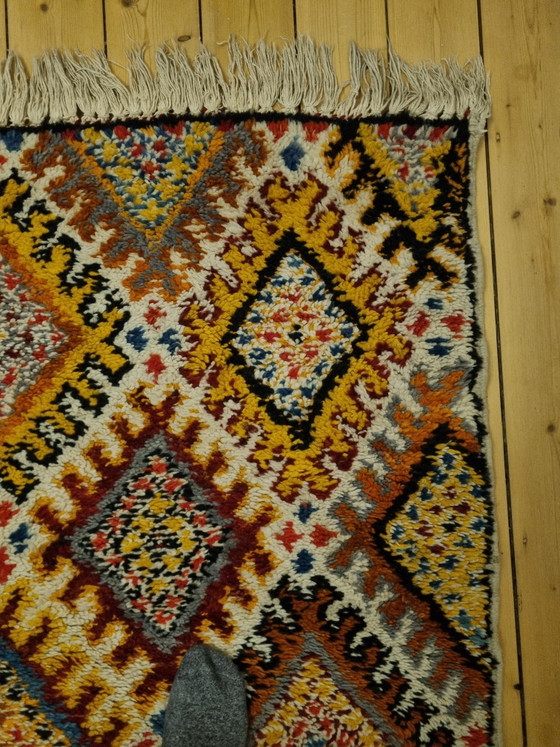 Image 1 of Tappeto berbero marocchino vintage, annodato a mano, circa 84x142 cm, colorato.