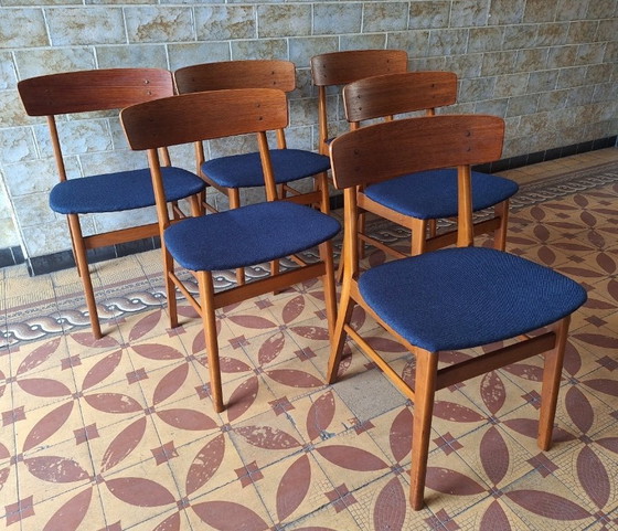 Image 1 of Mid Century Set of 6 Teak Dining Chairs by Farstrup, Denmark 1960s