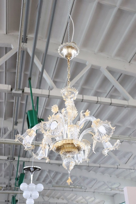 Image 1 of Transparenter Kronleuchter aus Muranoglas von La Murrina, Italien, Ende des 20.