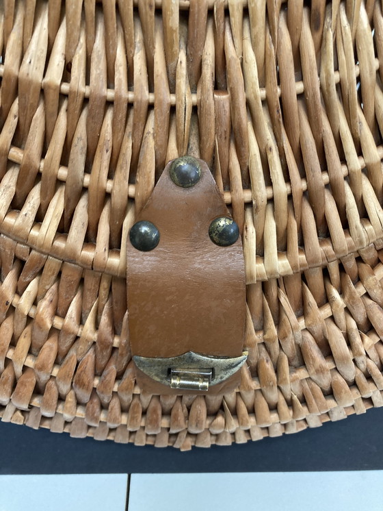 Image 1 of Vintage rieten boodschappenmand uit de jaren 70, Frans vakmanschap