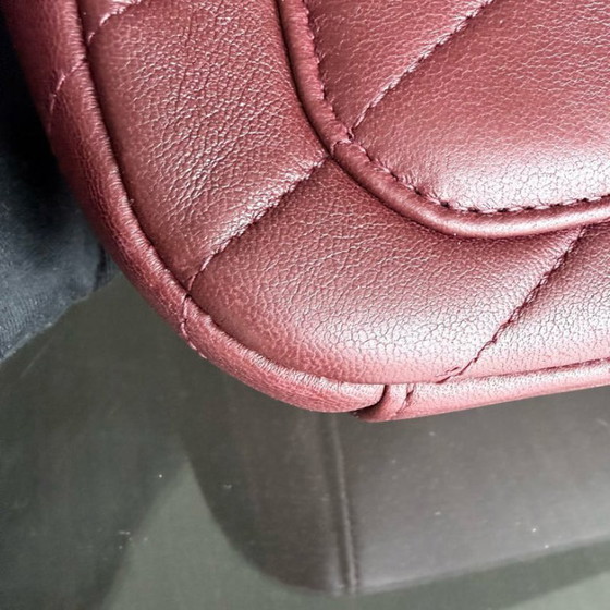 Image 1 of Chanel Flap - 22CM Chevron Calfskin Burgundy Gold Hardware Series 22