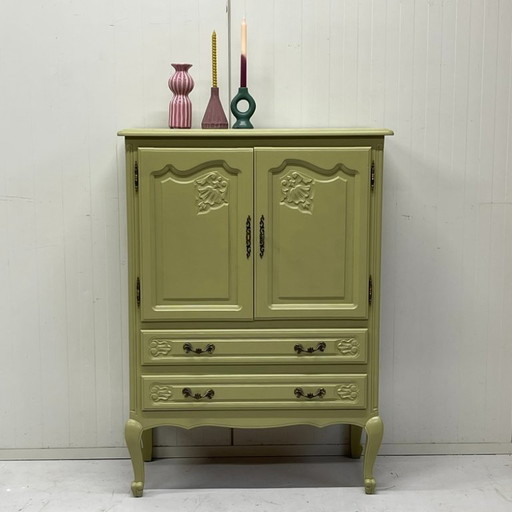 Mobile TV Queen Anne Restyle Verde Oliva Credenza Cassettiera – high boards, Wood