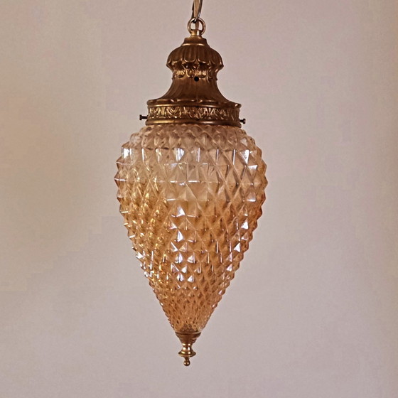 Image 1 of Pineapple midcentury crystal pendant