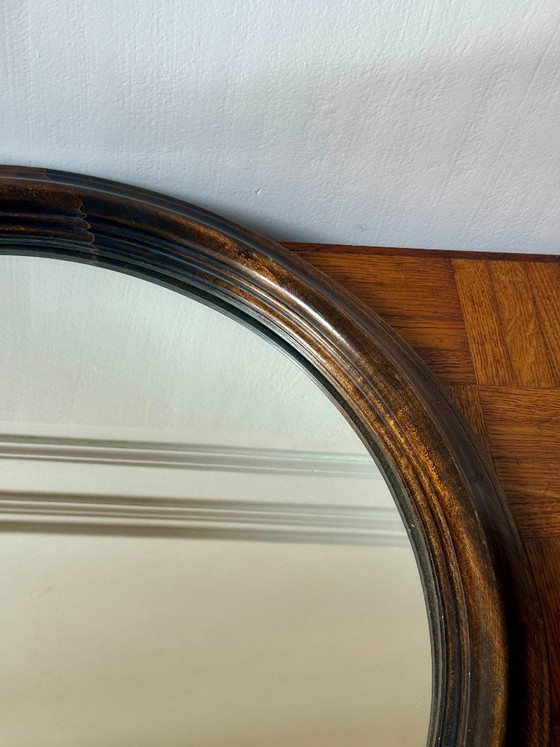 Espejo redondo de madera oscura – Glass, Wood (photo 9 of 10)