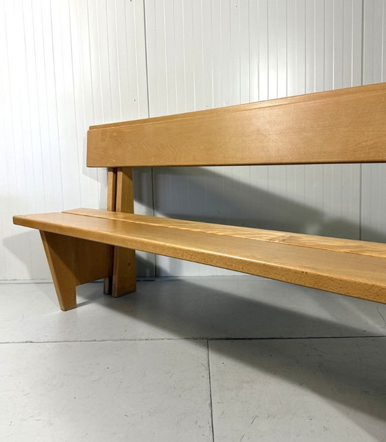 Image 1 of XL Modernist solid beech wood bench 1960s