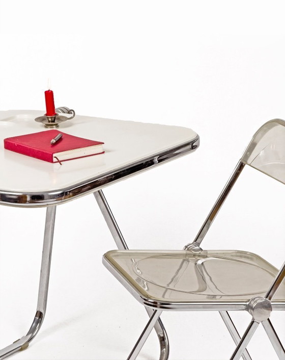 Image 1 of chrome & fiberglass folding Desk by Giancarlo Piretti for Anonima Castelli, Italy 1970s