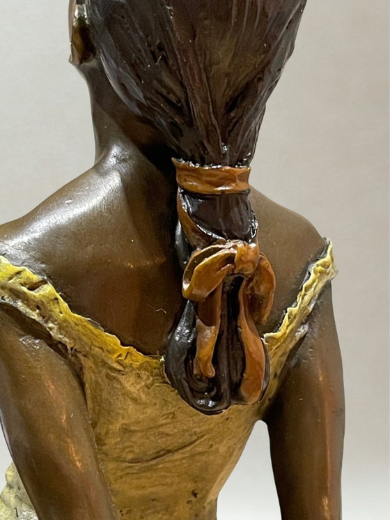 Image 1 of After Edgar Degas – Grande sculpture en bronze polychrome – Danseuse – Socle marbre – 38 cm - 5,4kg