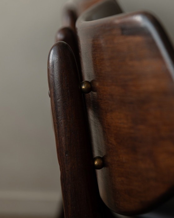 Image 1 of Vintage Dining Chairs by Louis van Teeffelen for AWA (Set of 6) | Reupholstered in Black Skai | Dutch Mid-Century | 1960s