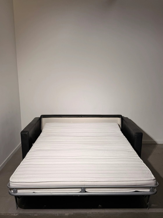 Black Leather 2-Seater Sofa Bed by Linea B (photo 2 of 7)