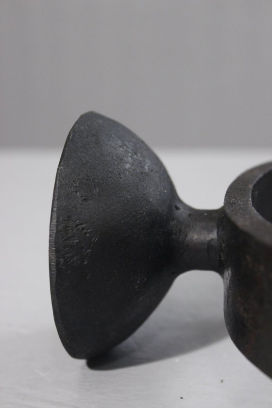 Image 1 of Wrought iron candle holder, brutalist design, 1950s Marolles style