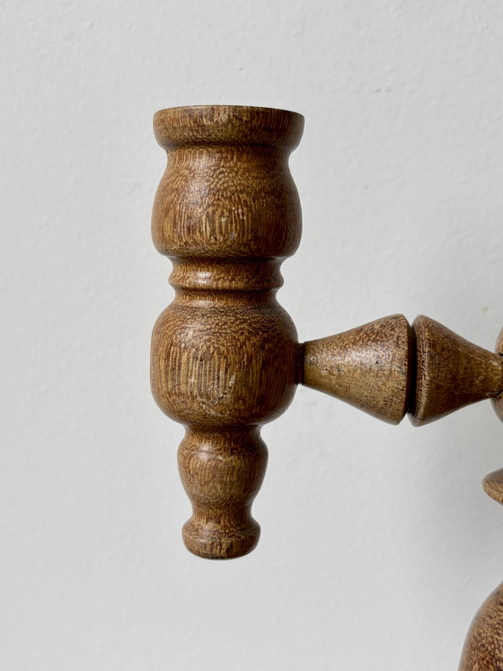Portacandele Scandinavo Vintage in Legno, Svezia 1960 – Vintage Scandinavië, Wood, Brass (photo 4 of 8)