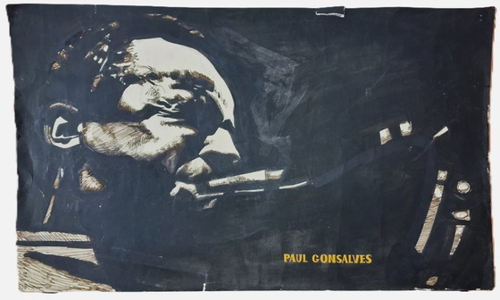 Image 1 of Vintage originele inkttekening van jazzmuzikant Paul Gonsalves
