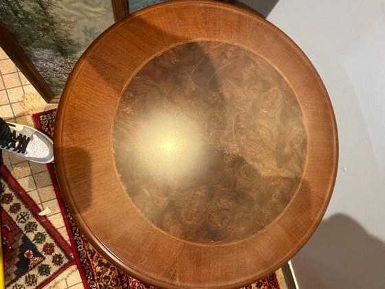 Image 1 of Vintage classic wooden wine table / guéridon with burr walnut top