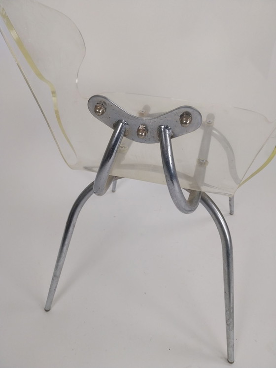 1x 1970s transparent perspex armchair with chrome base – Plexiglass (photo 4 of 7)