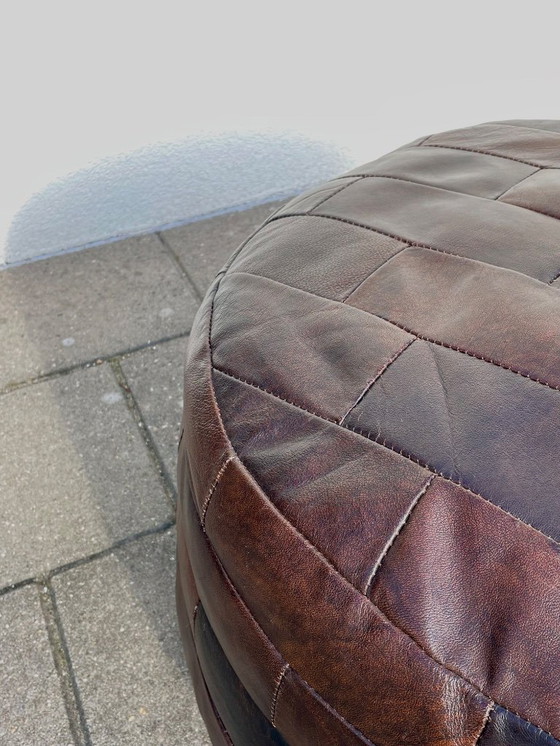 Image 1 of Vintage patchwork leather pouf, de Sede like