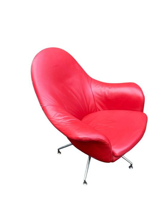 Image 1 of Sgabello vintage in rode Topform jaren 70-80 | leren draai fauteuil della metà del secolo
