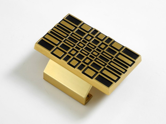 Image 1 of Very beautiful 1960s Space Age abstract design door handle made of brass-plated cast aluminum