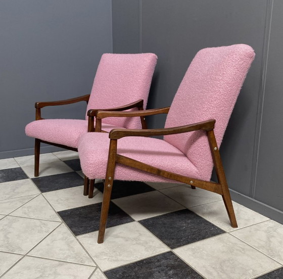 Image 1 of Pink Boucle Jiri Jiroutek chairs 1960s