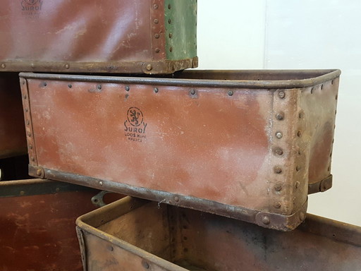 Set van 11 industriële opslagkisten van Suroy, Loos, Frankrijk, vintage jaren 1950.