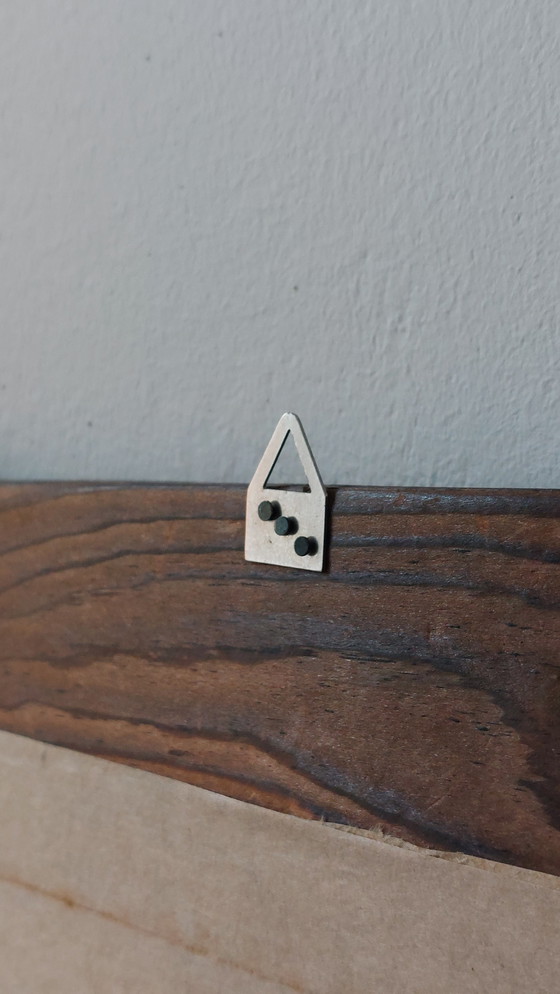 Image 1 of Vintage minimalistische wandspiegel van gebeitst hout