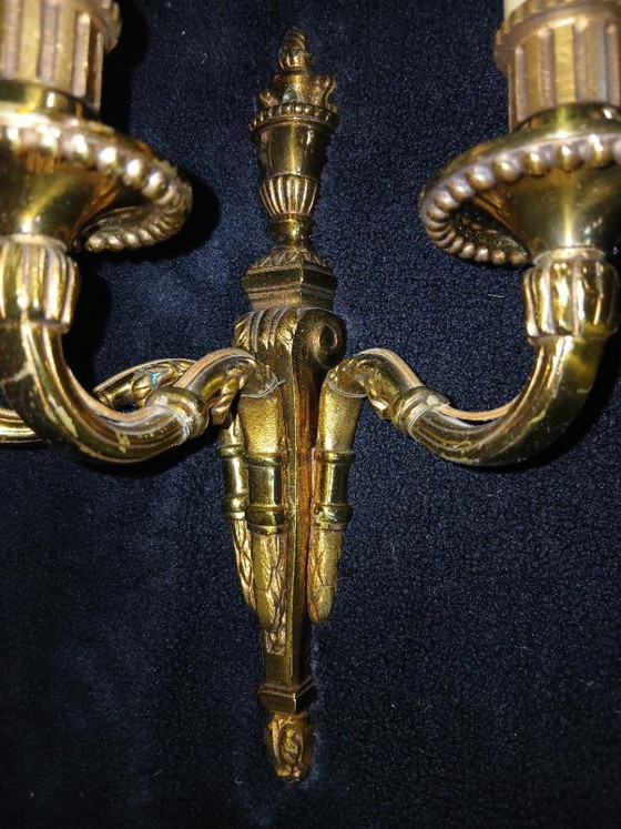 Image 1 of 4 apliques de pared de bronce estilo Luis XVI-XV