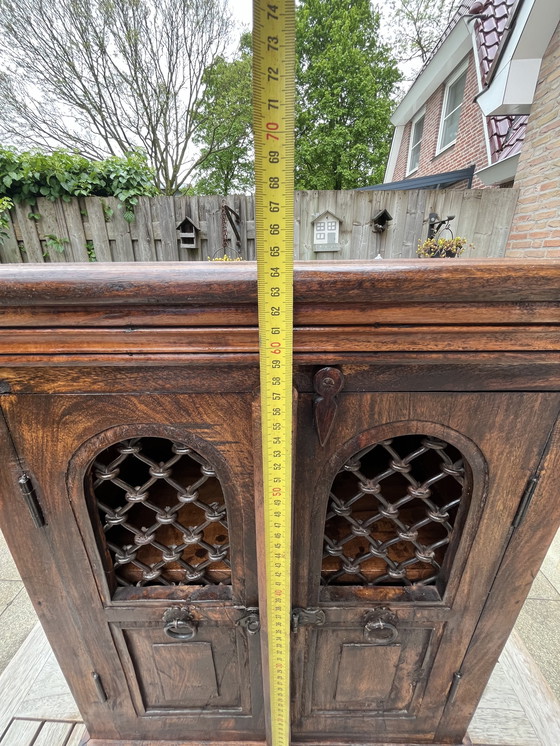 Image 1 of Rare cabinet français | Teck et fer forgé | 1950s
