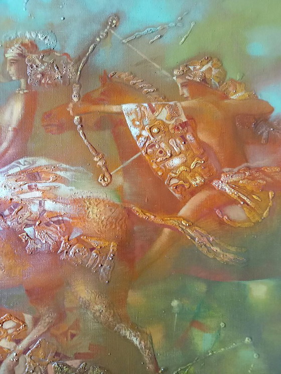 Origineel Olieverfschilderij Abstract Expressionisme Figuratieve Amazones – Schilderijen & Tekeningen, Canvas (photo 4 of 8)