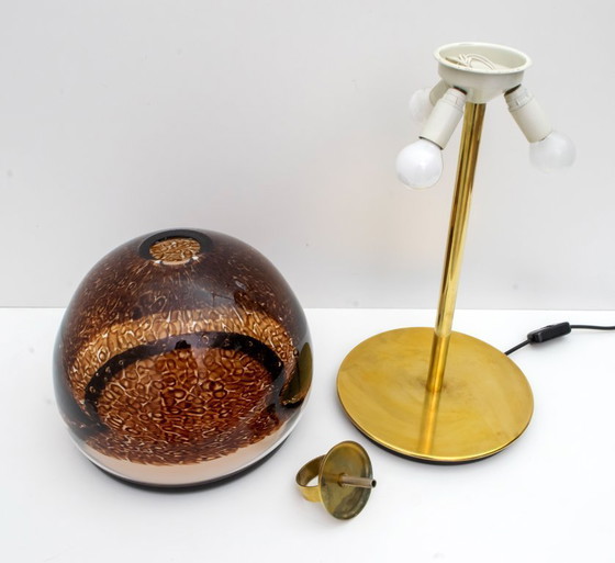 Image 1 of Leucos Mid Century Moderne Italiaanse Murano glas en messing tafellamp, 1970